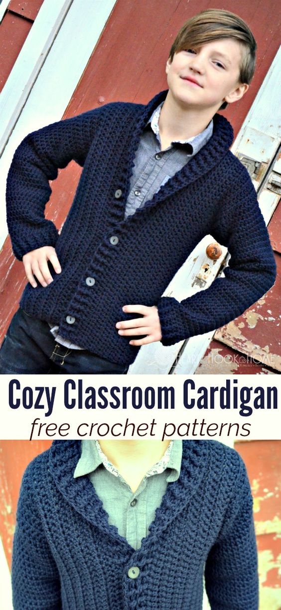 Cozy Classroom Cardigan Free Crochet Pattern. 