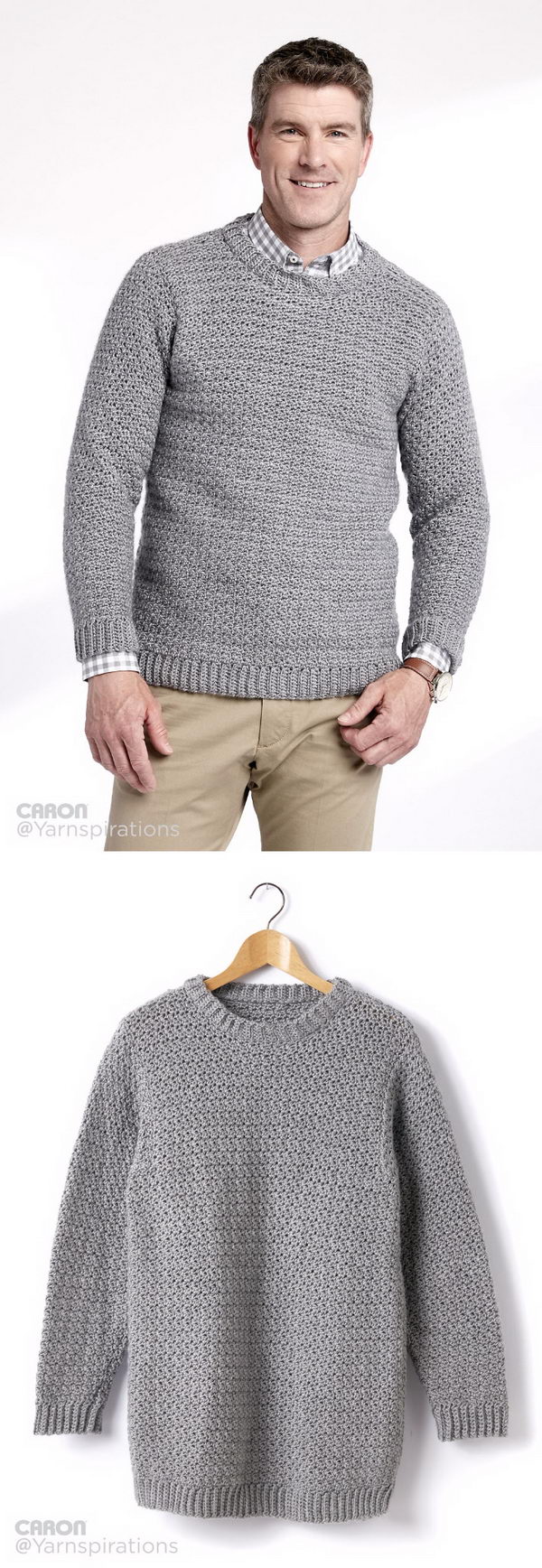 Adult Crochet Crew Neck Pullover. 