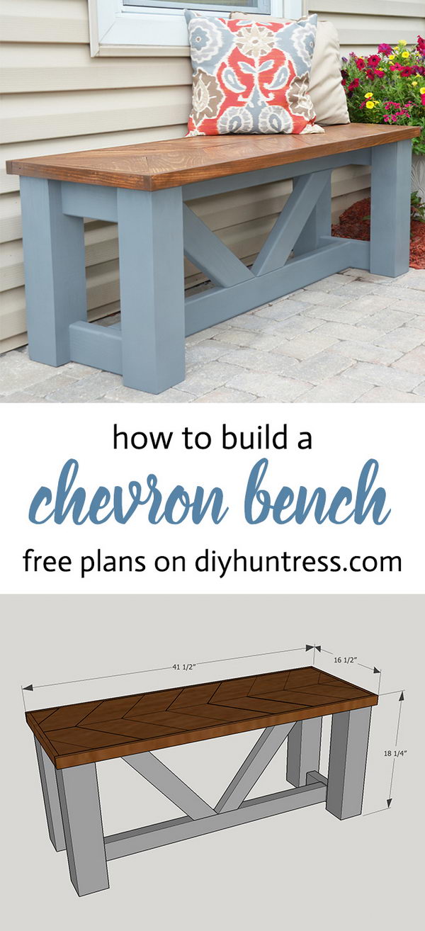 DIY Wooden Chevron Bench. 