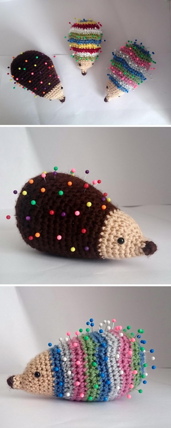 Striped Hedgehog Pin Cushion. 