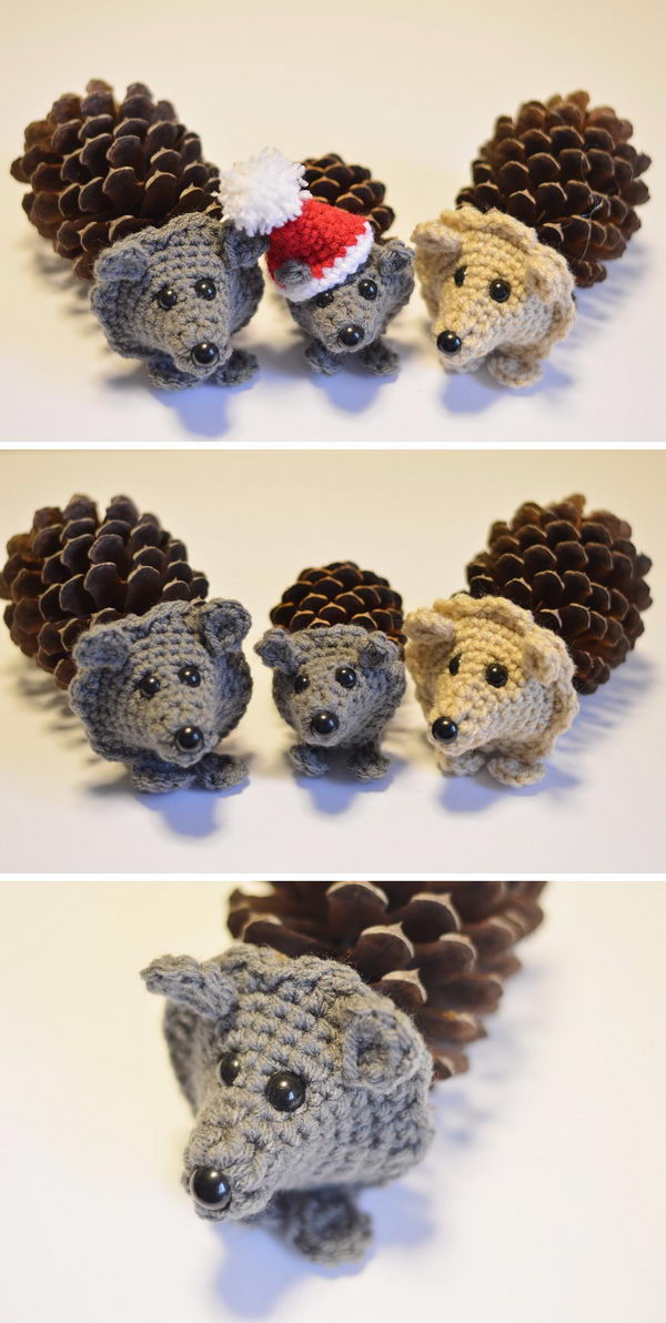 Pine Cone Crochet Hedgehog. 