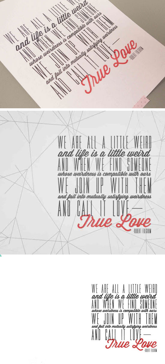 'True Love' Quote Poster & Card. 