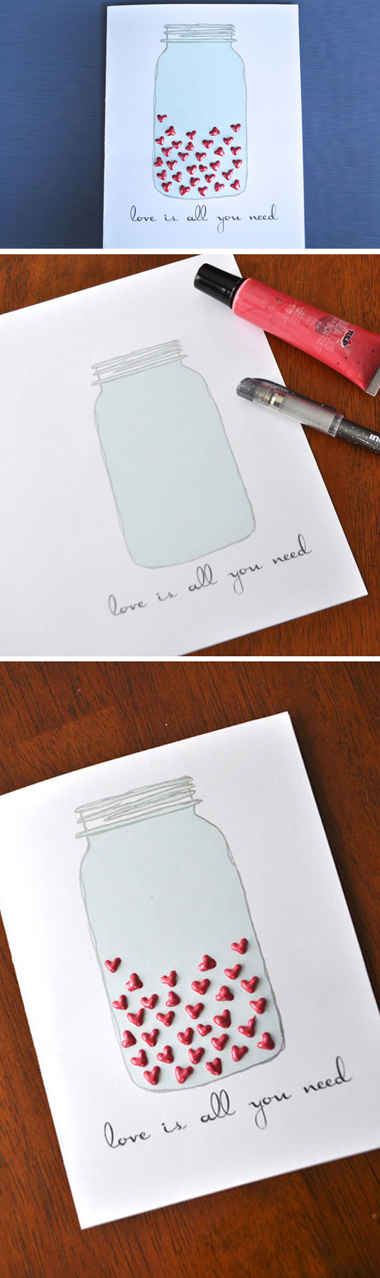 Mason Jar Heart Card. 