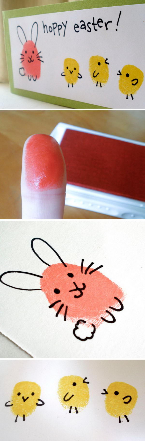 Easter Bunny and Chick Fingerprint Craft. 