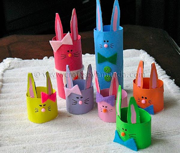 Cardboard Tube Bunny Rabbit Family. 