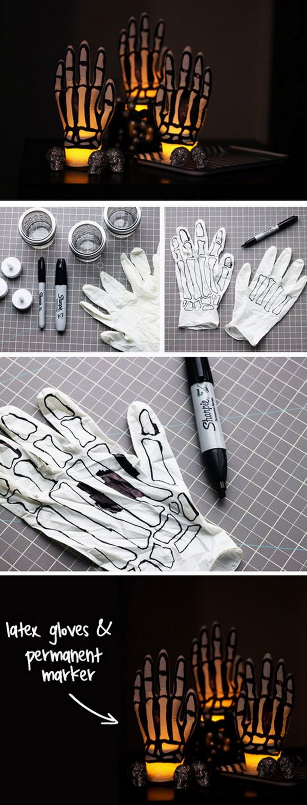 DIY Glowing Skeleton Hands. 