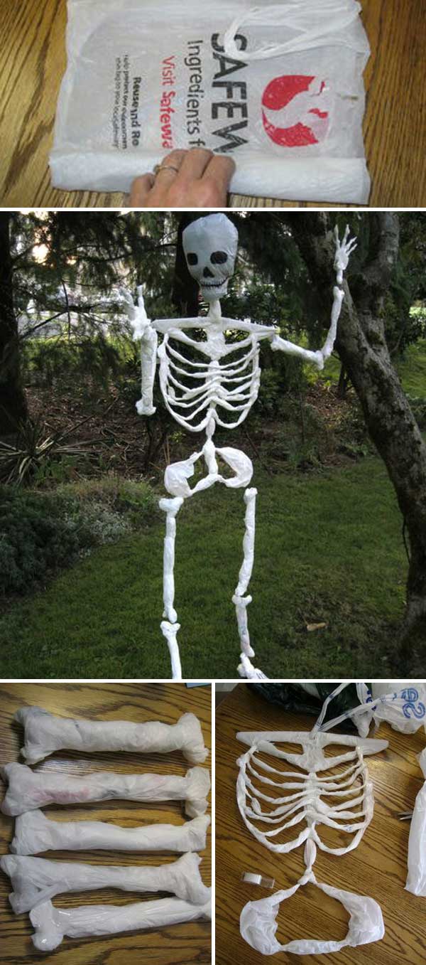 Skeleton Made Of Plastic Bags. 
